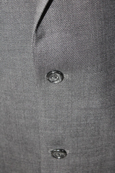 Hickey Freeman Mens Wool Spotted Print Two Button Suit Jacket Gray Size 42