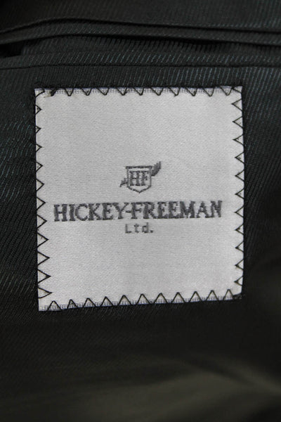 Hickey Freeman Mens Wool Spotted Print Two Button Suit Jacket Gray Size 42