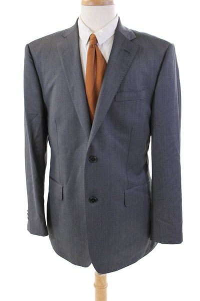 Black Saks Fifth Avenue Mens Wool Two Button Closure Suit Jacket Gray Size 42