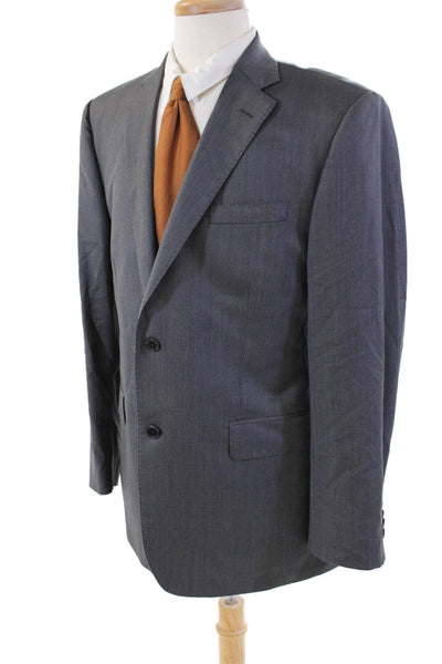 Black Saks Fifth Avenue Mens Wool Two Button Closure Suit Jacket Gray Size 42