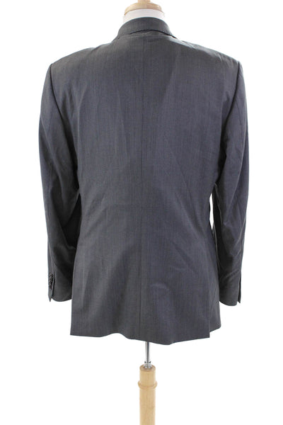 Black Saks Fifth Avenue Mens Wool Two Button Closure Suit Jacket Gray Size 42