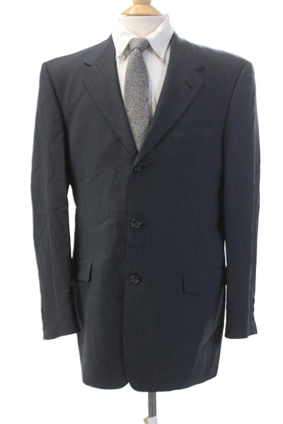 Hart Schaffner Marx Mens Long Sleeve Collared Button Suit Blazer Navy Size EUR 3