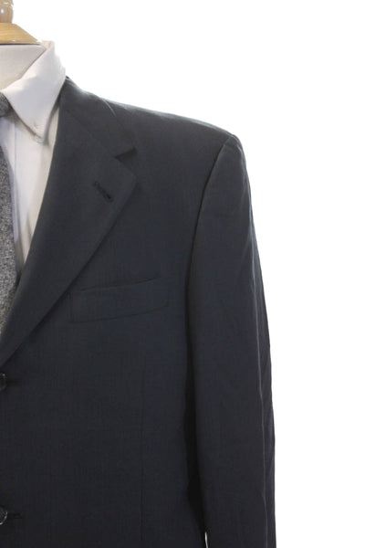 Hart Schaffner Marx Mens Long Sleeve Collared Button Suit Blazer Navy Size EUR 3