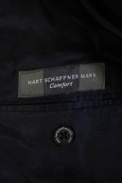 Hart Schaffner Marx Mens Long Sleeve Collared Button Suit Blazer Navy Size EUR 3