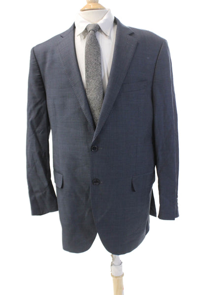 Peter Millar Mens Wool Textured Lined Stripe Button Suit Blazer Gray Size EUR 40