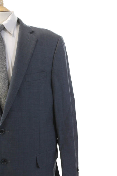 Peter Millar Mens Wool Textured Lined Stripe Button Suit Blazer Gray Size EUR 40