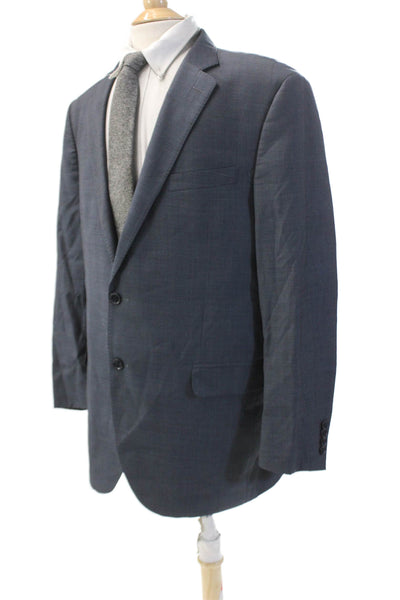 Peter Millar Mens Wool Textured Lined Stripe Button Suit Blazer Gray Size EUR 40