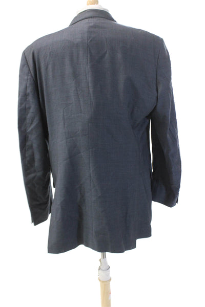Peter Millar Mens Wool Textured Lined Stripe Button Suit Blazer Gray Size EUR 40