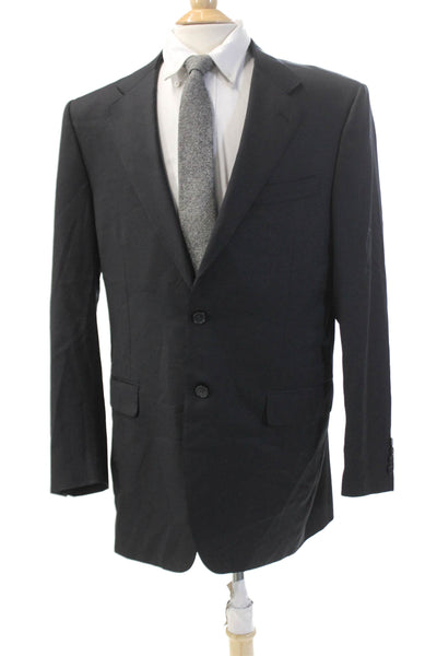 Zanella Mens Textured Lined Button Collared Suit Blazer Black Size EUR 40