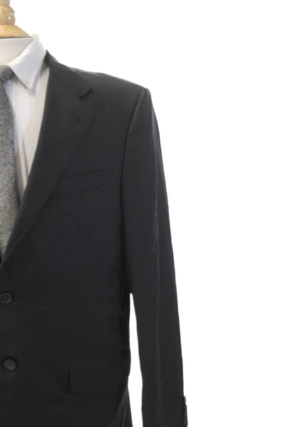 Zanella Mens Textured Lined Button Collared Suit Blazer Black Size EUR 40
