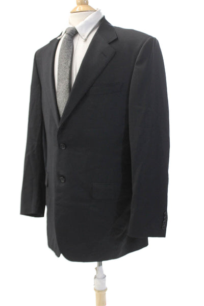 Zanella Mens Textured Lined Button Collared Suit Blazer Black Size EUR 40