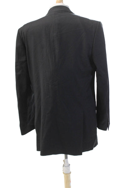 Zanella Mens Textured Lined Button Collared Suit Blazer Black Size EUR 40