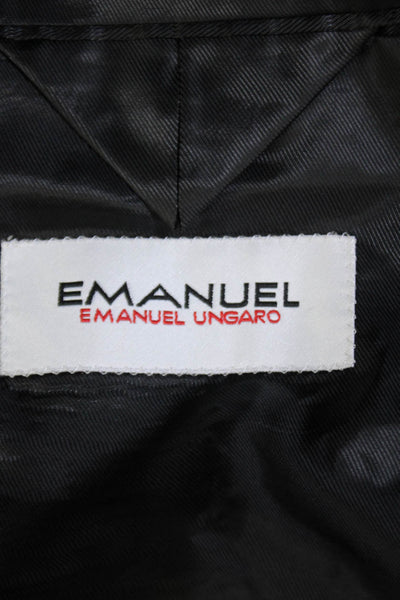 Emanuel Ungaro Mens Lined Collar Striped Suit Blazer Pants Set Black Size EUR 40