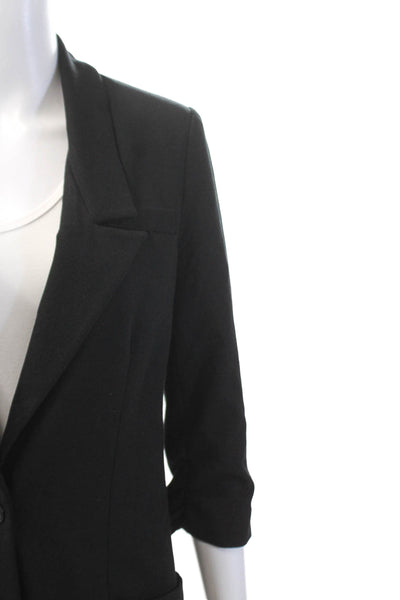 Elizabeth and James Womens One Button Ruched Sleeve Lined Blazer Black Size 2