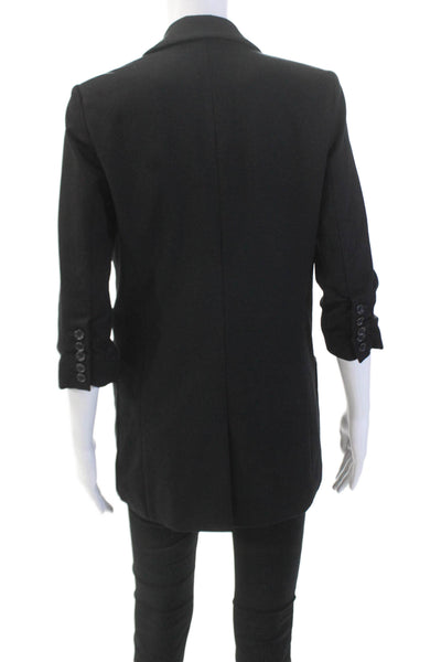 Elizabeth and James Womens One Button Ruched Sleeve Lined Blazer Black Size 2