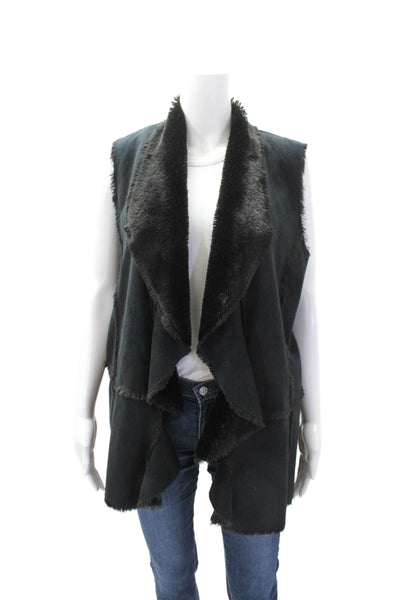 Muche Et Muchette Womens Textured Sleeveless Open Front Vest Black OS