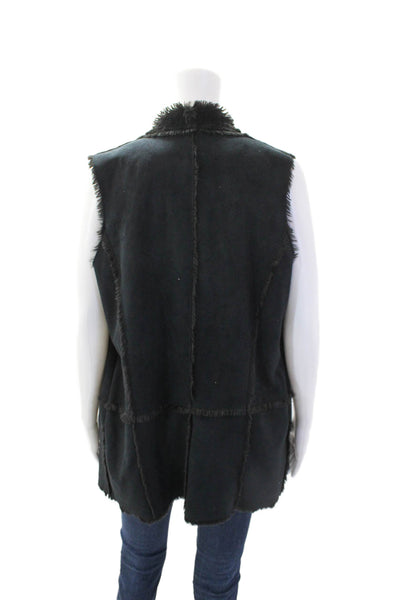 Muche Et Muchette Womens Textured Sleeveless Open Front Vest Black OS