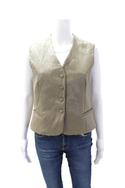 Drew Womens Textured Sleeveless Button Lined Vest Sleek Top Nude Size M