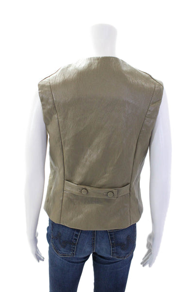 Drew Womens Textured Sleeveless Button Lined Vest Sleek Top Nude Size M