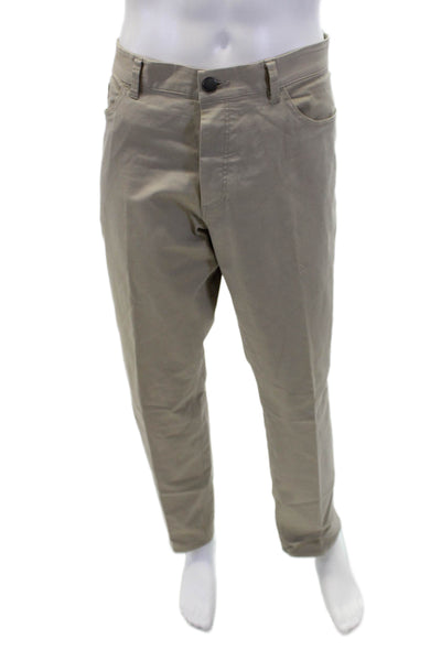 Theory Mens Buttoned Ankle Flat Front Straight Khakis Pants Beige Size 40