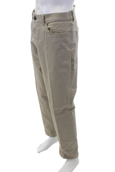 Theory Mens Buttoned Ankle Flat Front Straight Khakis Pants Beige Size 40