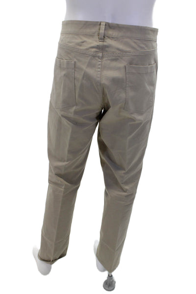 Theory Mens Buttoned Ankle Flat Front Straight Khakis Pants Beige Size 40