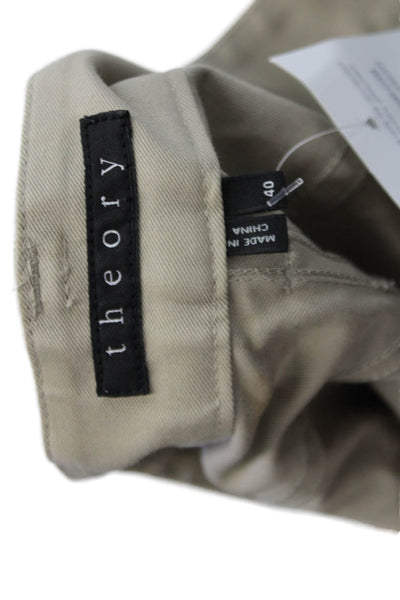 Theory Mens Buttoned Ankle Flat Front Straight Khakis Pants Beige Size 40
