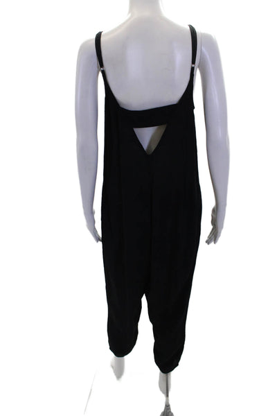 The Odells Womens Scoop Neck Spaghetti Straps Tapered Leg Jumpsuit Black Size XS