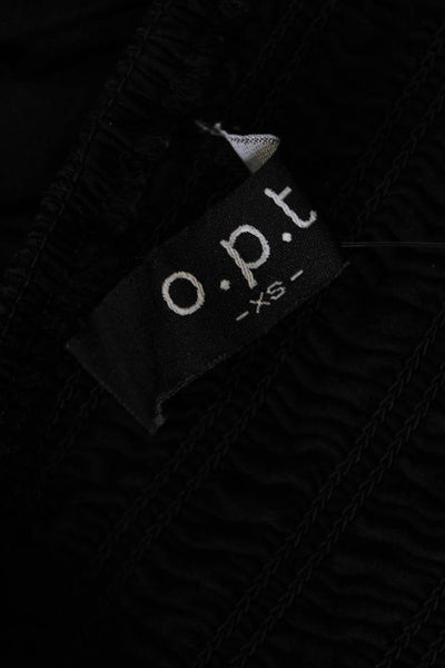 OPT Womens Sleeveless Square Smocked Square Neck Shift Dress Black Size XS