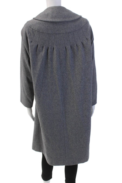Cherrys Womens Button Front Collared Long Coat Gray Wool Size Medium