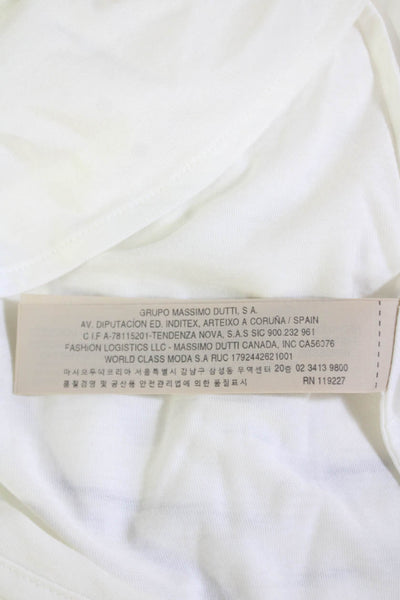 Massimo Dutti Womens Long Sleeve V Neck Knit Boxy Shirt White Size Large