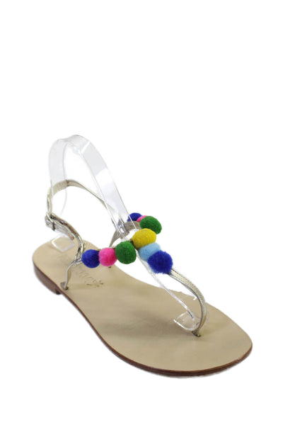 A'Biddikkia Women's T-Straps Scallop Gladiator Flat Sandals Gold Size 39