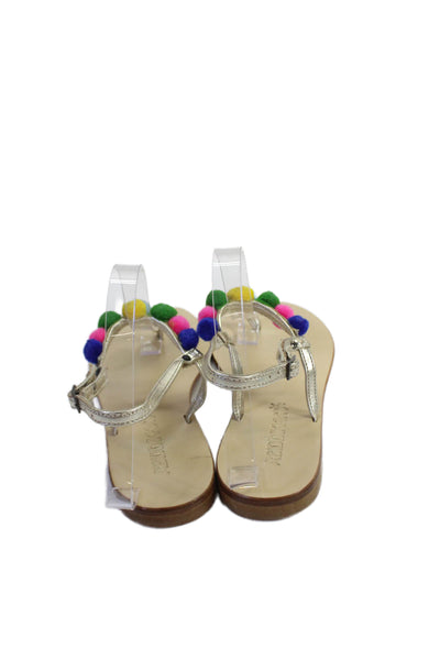 A'Biddikkia Women's T-Straps Scallop Gladiator Flat Sandals Gold Size 39