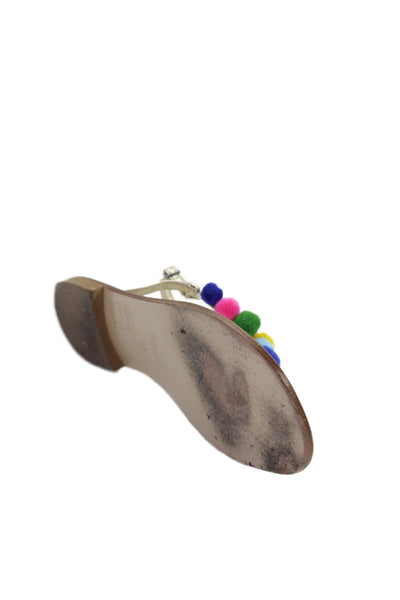 A'Biddikkia Women's T-Straps Scallop Gladiator Flat Sandals Gold Size 39