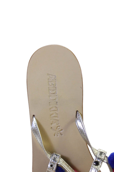 A'Biddikkia Women's T-Straps Scallop Gladiator Flat Sandals Gold Size 39