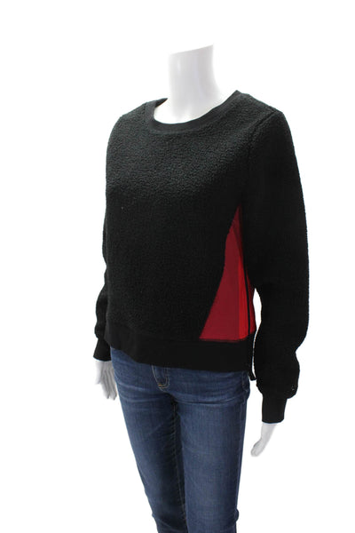 Urban Savage Womens Double Side Zip Scoop Neck Sweater Black Red Size Small