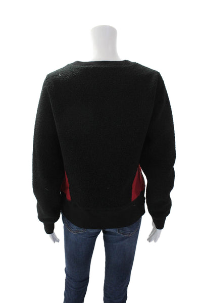 Urban Savage Womens Double Side Zip Scoop Neck Sweater Black Red Size Small