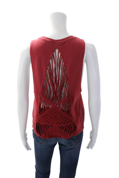 Carbon 38 Womens Scoop Neck Strappy Tank Top Sweater Set Red Cotton Size XS