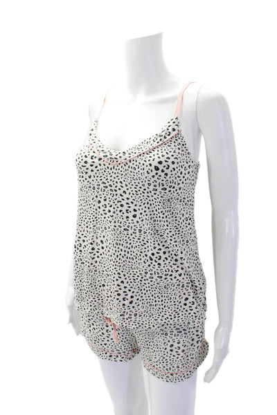 PJ Salvage Womens Modal Spaghetti Strap Animal Print Shorts Tank Set White Size
