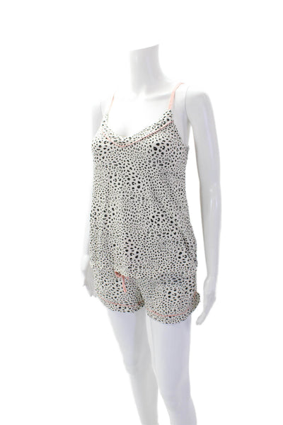 PJ Salvage Womens Modal Spaghetti Strap Animal Print Shorts Tank Set White Size