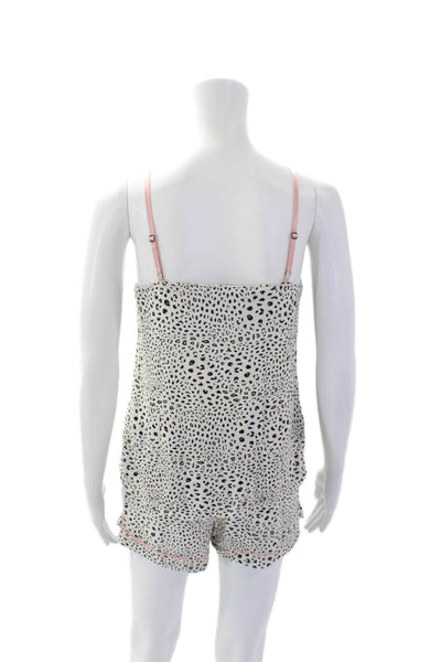 PJ Salvage Womens Modal Spaghetti Strap Animal Print Shorts Tank Set White Size