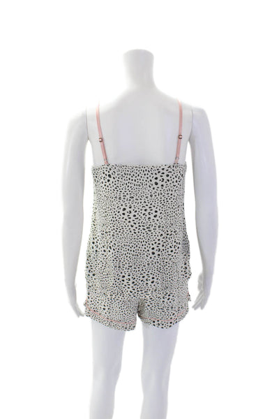 PJ Salvage Womens Modal Spaghetti Strap Animal Print Shorts Tank Set White Size