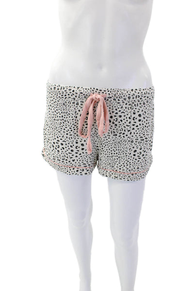 PJ Salvage Womens Modal Spaghetti Strap Animal Print Shorts Tank Set White Size