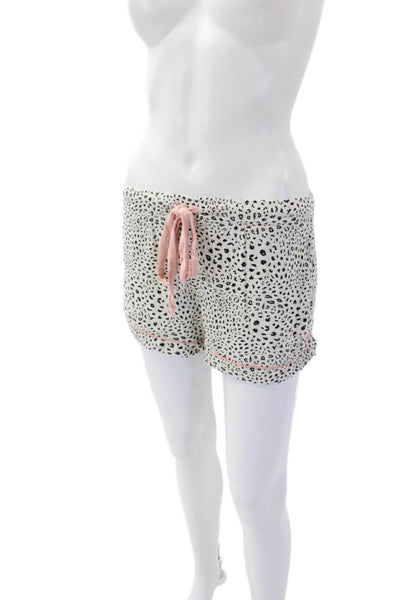 PJ Salvage Womens Modal Spaghetti Strap Animal Print Shorts Tank Set White Size