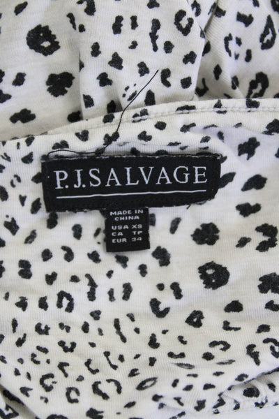 PJ Salvage Womens Modal Spaghetti Strap Animal Print Shorts Tank Set White Size