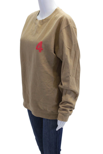 4 Hunnid Womens Pullover Crew Neck Logo Sweatshirt Brown Pink Cotton Size Small