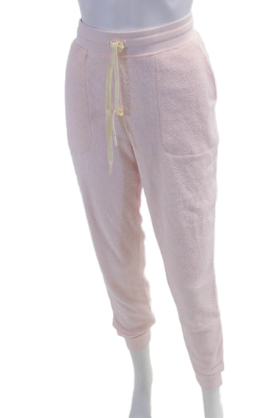 Outerknown Womens High Rise Drawstring Terry Knit Jogger Pants Pink Cotton Small