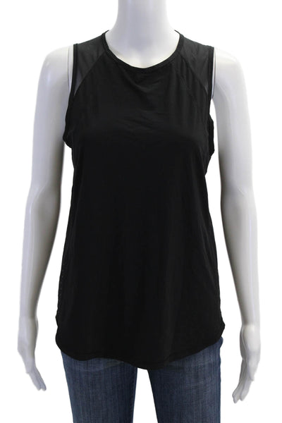 Lululemon Womens Mesh Trim Open Back Crew Neck Active Tank Top Black Size 6