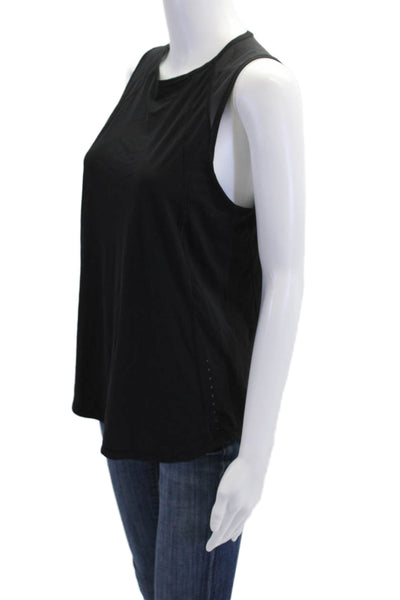 Lululemon Womens Mesh Trim Open Back Crew Neck Active Tank Top Black Size 6