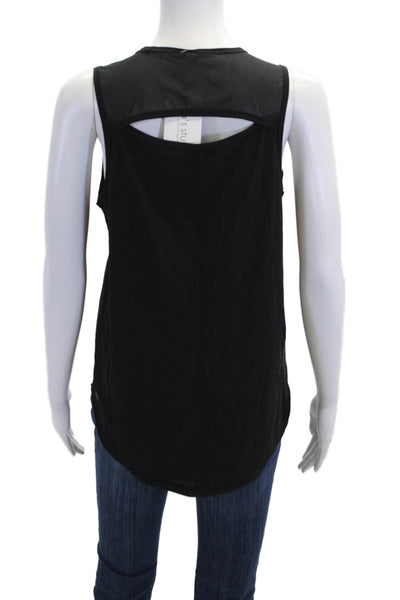 Lululemon Womens Mesh Trim Open Back Crew Neck Active Tank Top Black Size 6